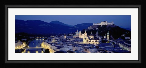 Framed High Angle View Of Buildings In A City, Salzburg, Austria Print
