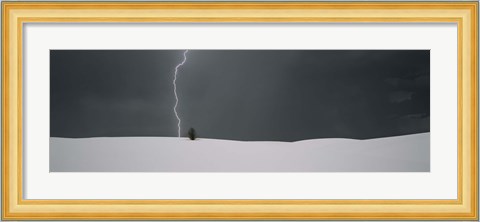 Framed Lightning in the sky over a desert, White Sands National Monument, New Mexico, USA Print