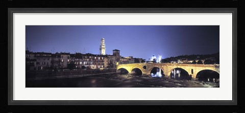 Framed Ponte Pietra And Adige River, Verona, Italy Print