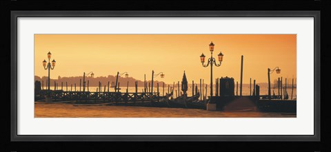Framed Venice, Italy Pier with Orange Sky Print