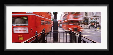 Framed Double-Decker buses on the road, Oxford Circus, London, England Print