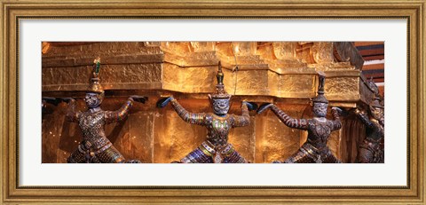 Framed Close-up of statues in a temple, Grand palace, Bangkok, Thailand Print