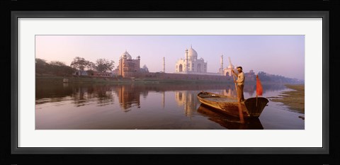 Framed Reflection of a mausoleum in a river, Taj Mahal, Yamuna River, Agra, Uttar Pradesh, India Print