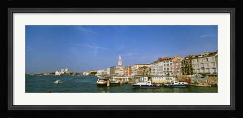 Framed Buildings along a canal with a church in the background, Santa Maria Della Salute, Grand Canal, Venice, Italy Print