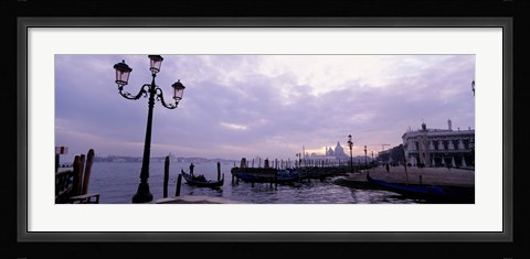 Framed Gondolas in canal with a church in the background, Sana Maria Della Salute, Grand Canal, Venice, Italy Print