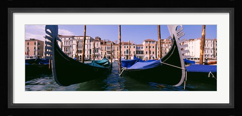 Framed Close-Up of Gondolas, Grand Canal, Venice, Italy Print