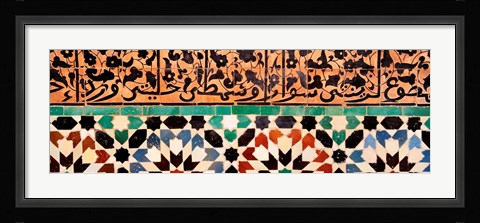 Framed Close-up of design on a wall, Ben Youssef Medrassa, Marrakesh, Morocco Print