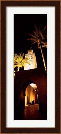 Framed Low angle view of a mosque lit up at night, Koutoubia Mosque, Marrakesh, Morocco Print