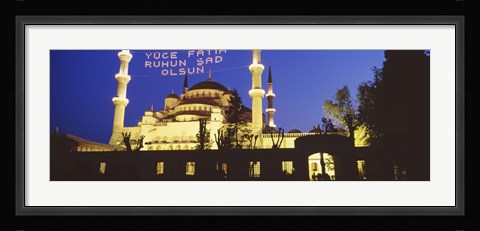 Framed Blue Mosque at night, Istanbul, Turkey Print
