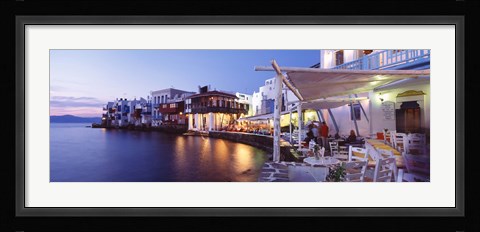 Framed Waterfront View of Mykonos, Greece Print
