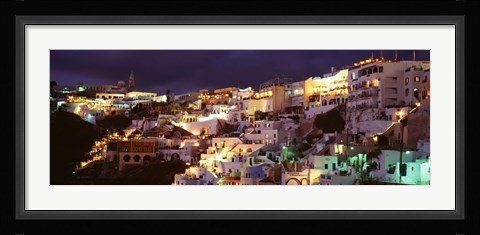 Framed Town at night, Santorini, Greece Print