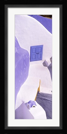 Framed Blue door, Santorini, Greece Print
