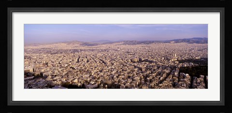 Framed Aerial view of a city, Athens, Greece Print