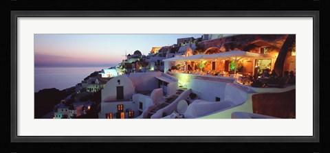 Framed Terrace overlooking the Caldera, Santorini, Greece Print