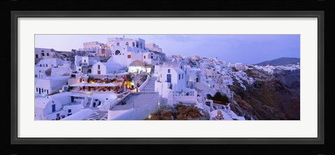 Framed White washed buildings, Santorini, Greece Print