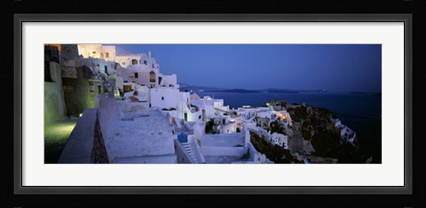 Framed Terrace of the buildings, Santorini, Cyclades Islands, Greece Print