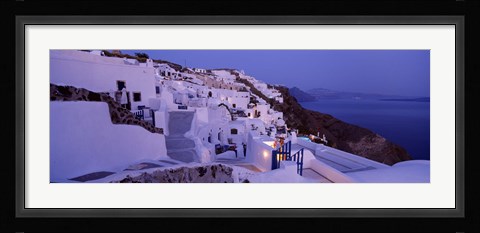 Framed Buildings in a city at dusk, Santorini, Cyclades Islands, Greece Print