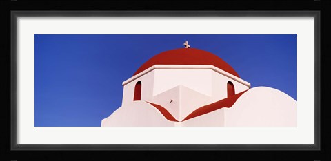 Framed Church with red dome, Mykonos, Cyclades Islands, Greece Print
