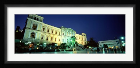 Framed Town square, Syros, Cyclades Islands, Greece Print