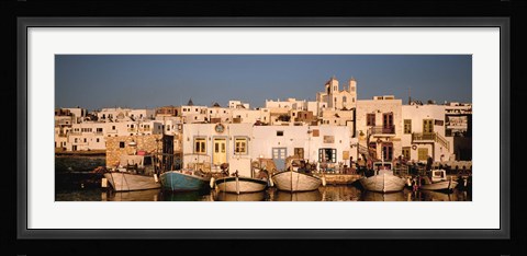 Framed Boats at the waterfront, Paros, Cyclades Islands, Greece Print