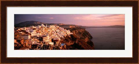 Framed Aerial view of town, Santorini, Greece Print