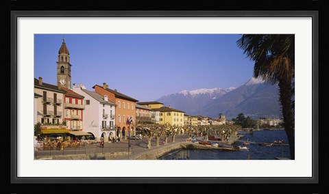 Framed Buildings at the waterfront, Lake Maggiore, Ascona, Switzerland Print