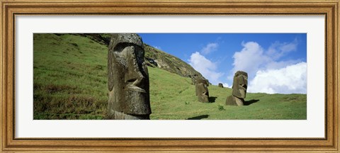 Framed Stone Heads, Easter Islands, Chile Print