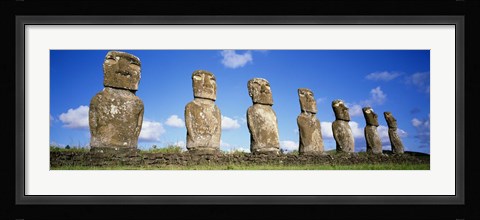 Framed Row of Stone Heads, Easter Islands, Chile Print