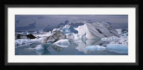 Framed Glacier Floating On Water, Vatnajokull Glacier, Iceland Print