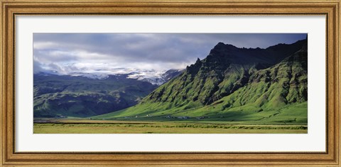 Framed View Of Farm And Cliff In The South Coast, Sheer Basalt Cliffs, South Coast, Iceland Print