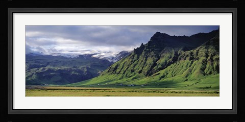 Framed View Of Farm And Cliff In The South Coast, Sheer Basalt Cliffs, South Coast, Iceland Print