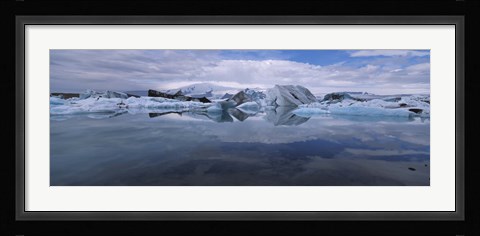 Framed Ice Berg Floating On The Water, Vatnajokull Glacier, Iceland Print