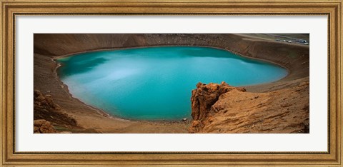 Framed Lake On The Volcano, Blue Lake, Viti Crater, Iceland Print