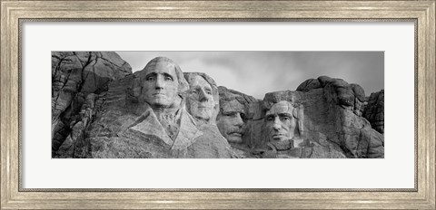 Framed Mount Rushmore (Black And White) Print