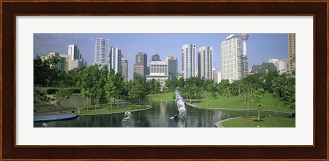 Framed Park In The City, Petronas Twin Towers, Kuala Lumpur, Malaysia Print