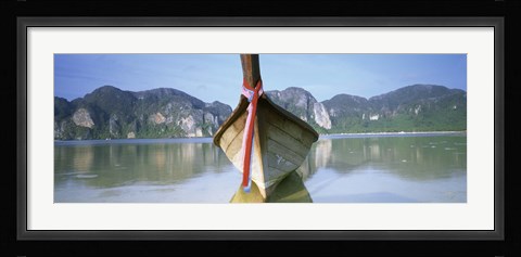 Framed Boat Moored In The Water, Phi Phi Islands, Thailand Print