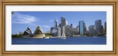 Framed Australia, New South Wales, Sydney, Sydney harbor, View of Sydney Opera House and city Print