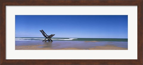 Framed Empty Chair On The Lake Side, Lake Michigan, Grand Haven, Michigan, USA Print