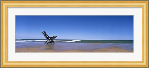 Framed Empty Chair On The Lake Side, Lake Michigan, Grand Haven, Michigan, USA Print