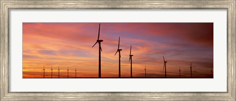 Framed Wind Turbine In The Barren Landscape, Brazos, Texas, USA Print