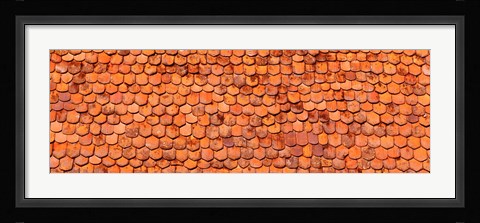 Framed Close-Up Of Old Roof Tiles, Rothenburg, Germany Print