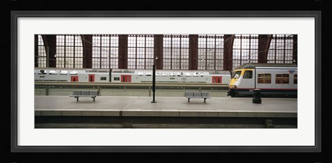 Framed Trains at a railroad station platform, Antwerp, Belgium Print