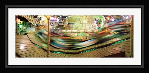 Framed Carousel in motion, Amusement Park, Stuttgart, Germany Print