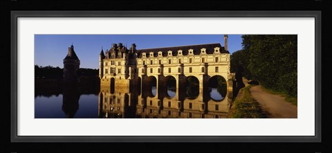 Framed Water In Front Of The Building, Loire Valley, Chenonceaux, France Print