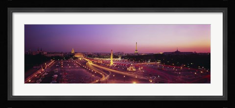 Framed High angle view of Paris at dusk Print