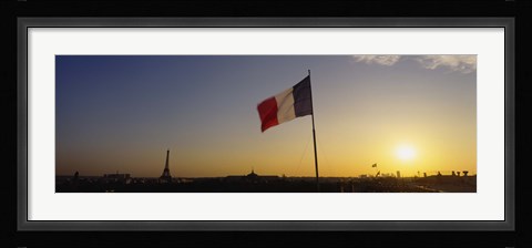 Framed French flag waving in the wind, Paris, France Print