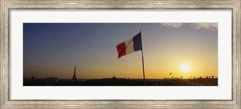 Framed French flag waving in the wind, Paris, France Print