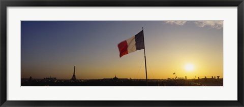 Framed French flag waving in the wind, Paris, France Print
