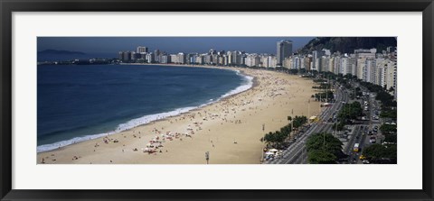 Framed High Angle View Of The Beach, Rid De Janeiro, Brazil Print