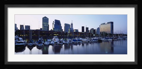Framed Boats Docked At A Harbor, Puerto Madero, Buenos Aires, Argentina Print